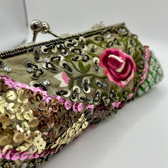 Aldo⎪Vintage Beaded Floral Satin Evening Bag - Picture 6 of 14
